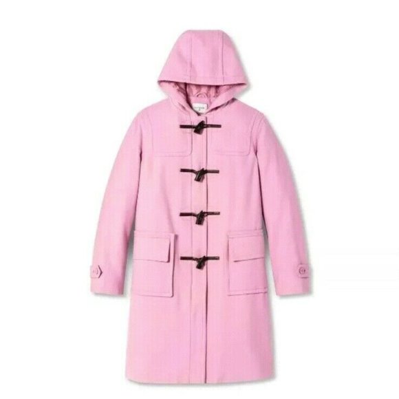 Isaac Mizrahi Hooded Duffle Wool Long Coat - Pink - Picture 1 of 5